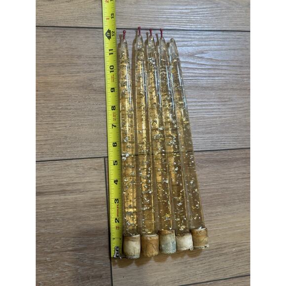 Vintage (5) Lucite 12” MCM Lucite Display Candles Clear With Gold Flecks 1960s - Picture 9 of 16